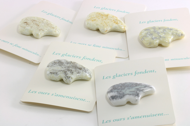 Glass (6.5 cm x 4 cm x 1 cm). Card (9.5 cm x 14 cm). CAD 25 each.