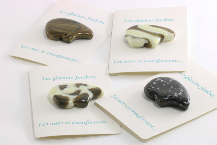 Glass (6.5 cm x 4 cm x 1 cm). Card (9.5 cm x 14 cm). CAD 25 each.