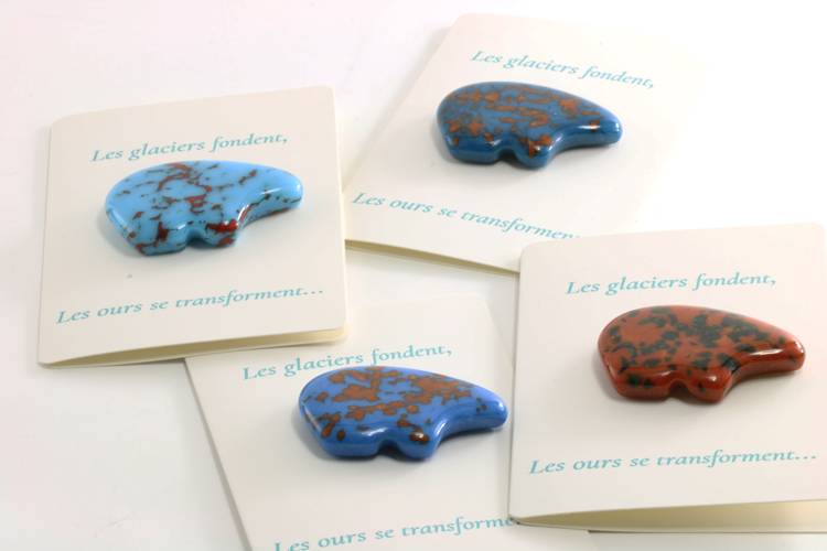 Glass (6.5 cm x 4 cm x 1 cm). Card (9.5 cm x 14 cm). CAD 25 each.