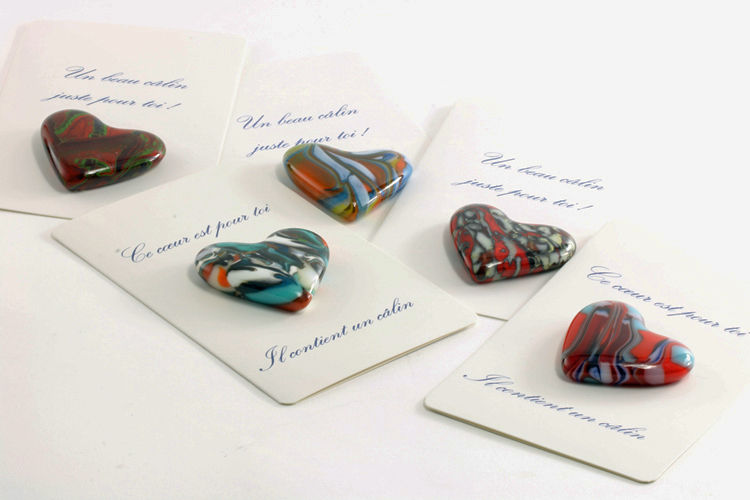 Glass (5 cm x 5 cm x 1 cm). Card (9.5 cm x 14 cm). CAD 25 each.