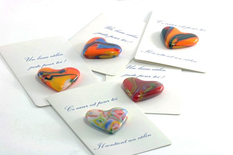 Glass (5 cm x 5 cm x 1 cm). Card (9.5 cm x 14 cm). CAD 25 each.