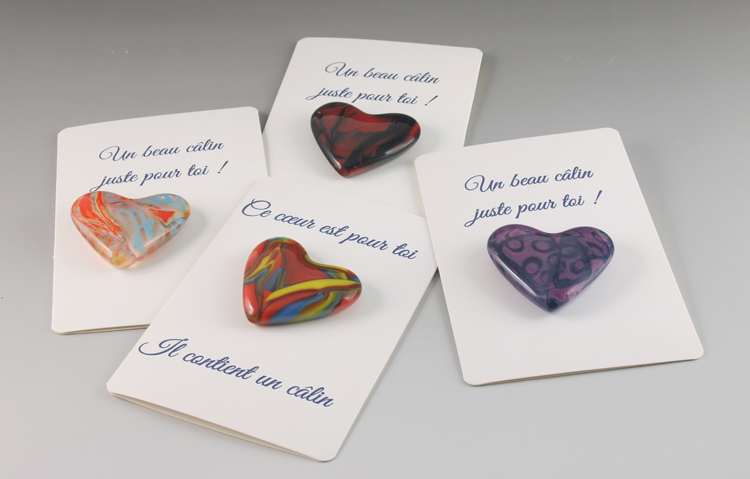 Glass (5 cm x 5 cm x 1 cm). Card (9.5 cm x 14 cm). CAD 25 each.