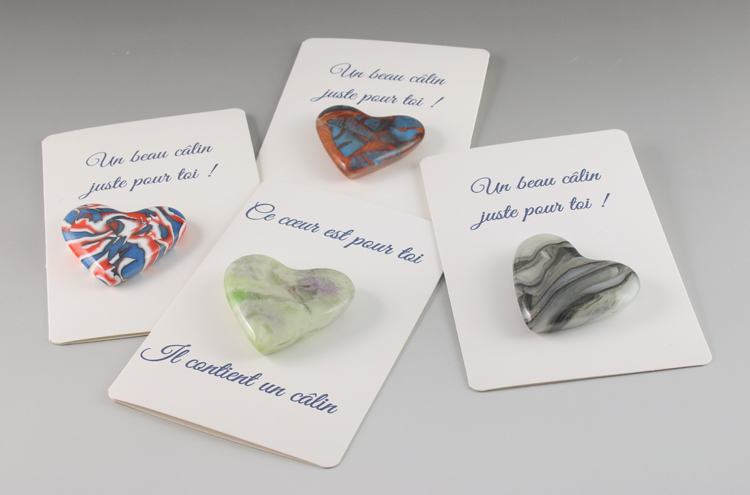 Glass (5 cm x 5 cm x 1 cm). Card (9.5 cm x 14 cm). CAD 25 each.
